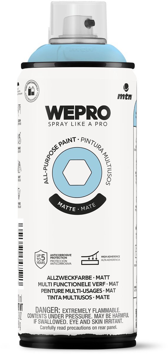 Spuitbus Blauw Pacific Mat MTN WEPRO ALL-PURPOSE PAINT 400ML