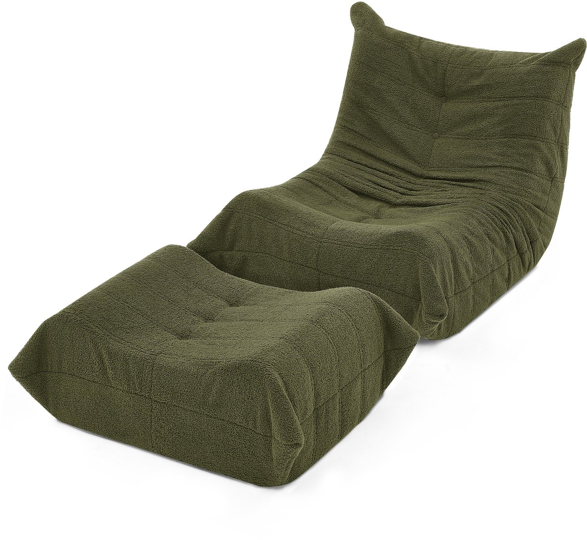 Loungebank-Lazy Stoel Met Rugleuning En Voetensteun-Ligstoel Voor Woonkamer En Slaapkamer--Volwassenen-Zonder Montage-100x90x70 cm-Groen