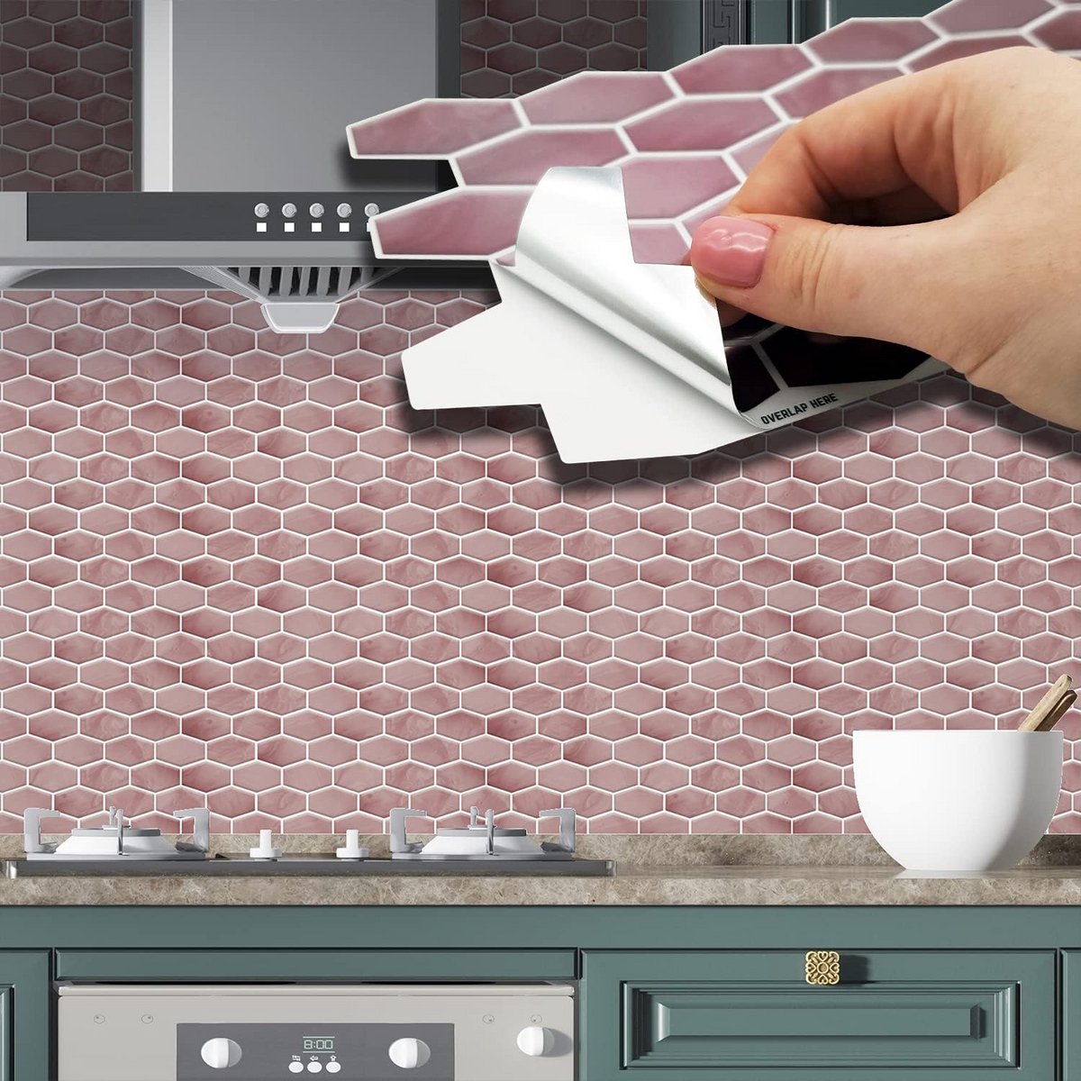 12x Zelfklevende Wandtegelstickers Roos Goud Zeshoek PVC Tegelfolie Keuken Achterwand