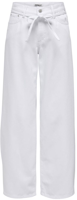Witte wijde jeans met touwtjesluiting aan de voorkant.