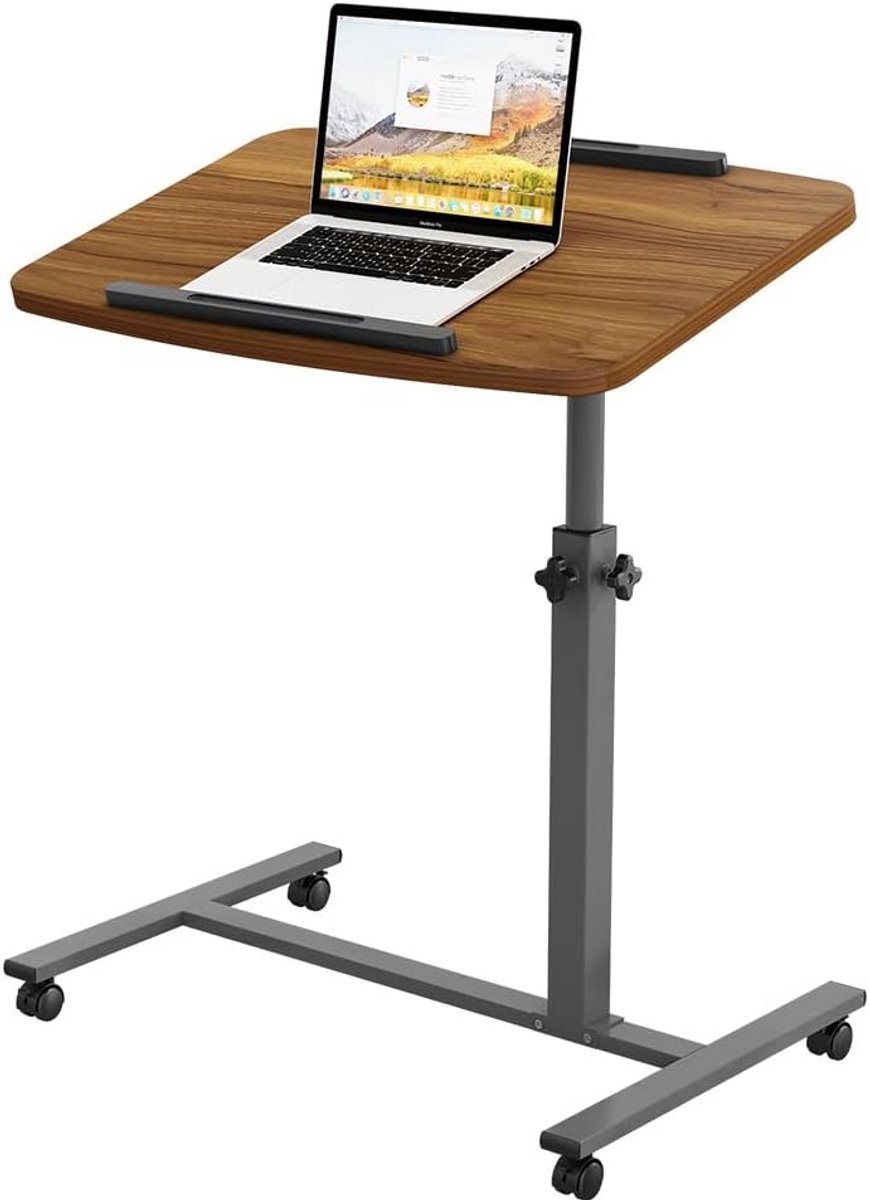 Verstelbare Bedtafel met Wielen: Mobiel Bureau voor Ziekbed of Laptop