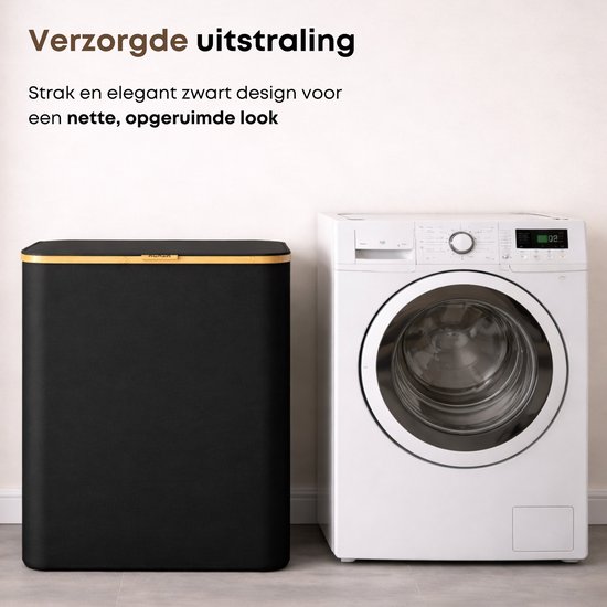 ACAZA Panier à Linge - Trieur de Linge - 3 Compartiments - Bamboe - Zwart
