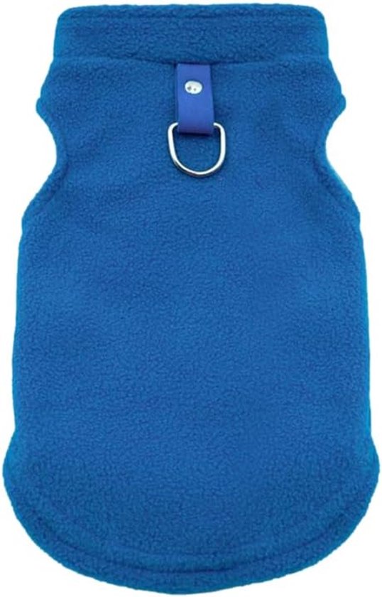 Effen fleece trui - Warme huisdierentrui voor kittens en puppy's - blauw, maat S
