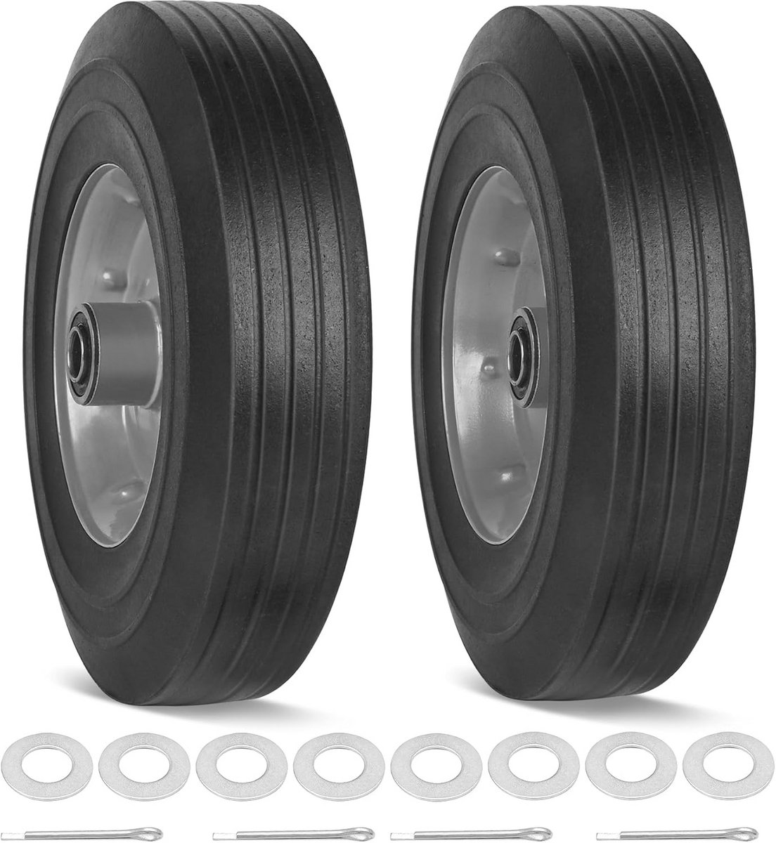 25,4 cm x 6,3 cm massieve rubberen banden voor steekwagens en kruiwagens