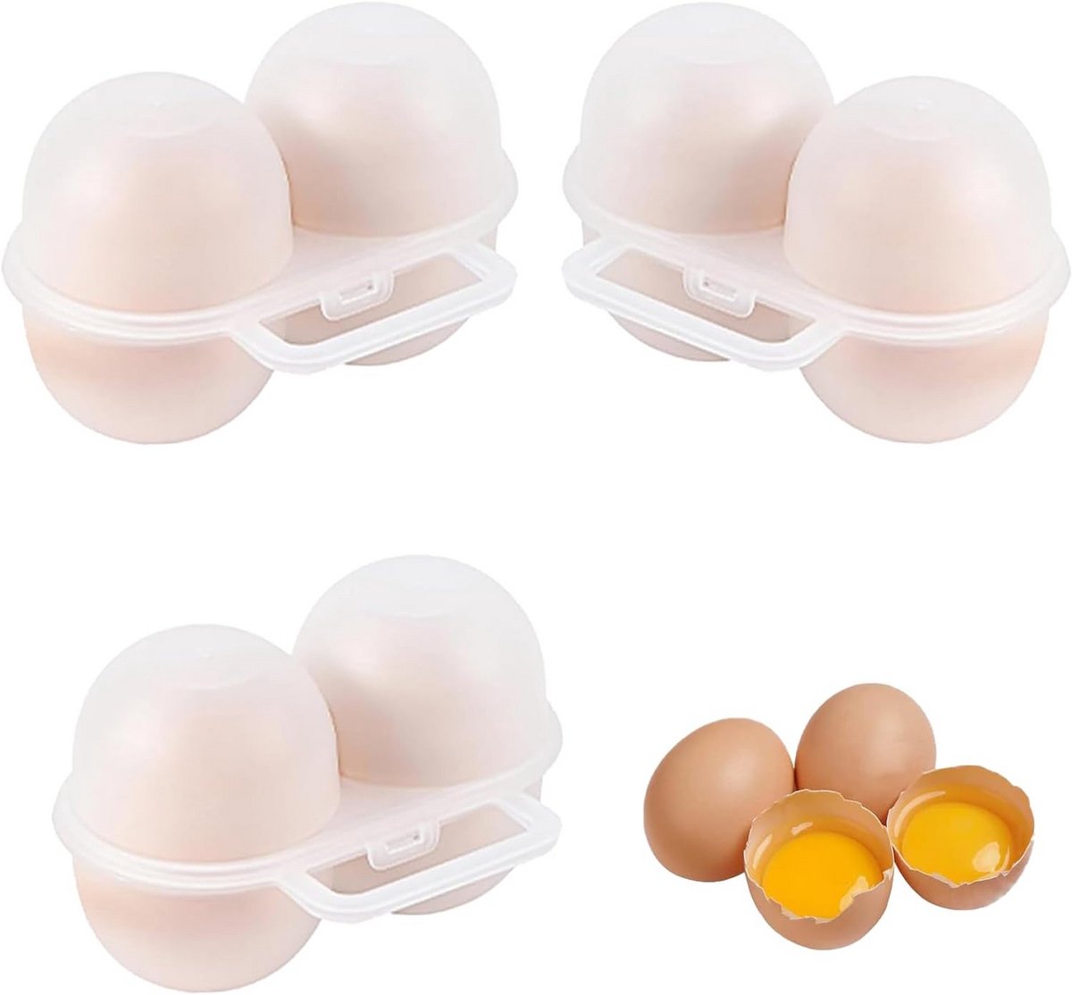 Eierbox met 2 roosters voor camping en picknick - anti-val, kunststof, draagbaar