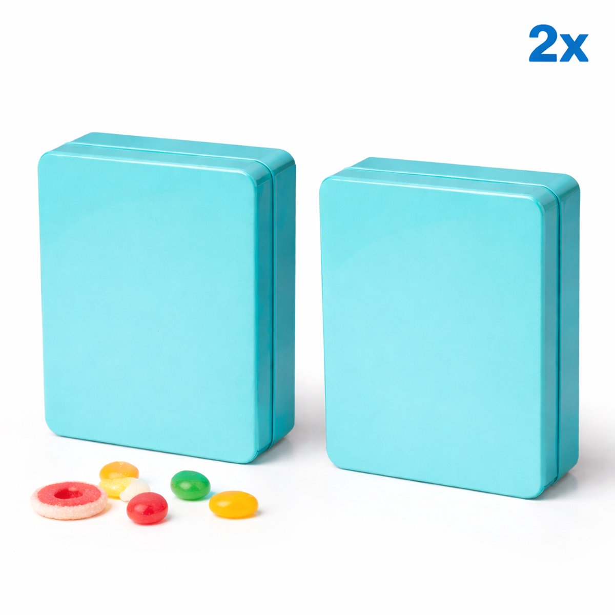 TNI Koekjestrommel – 14 x 10 x 4.5 CM - Set van 2 - Koekjesdoos - Luchtdicht Koekblik - Koektrommel - Blauw