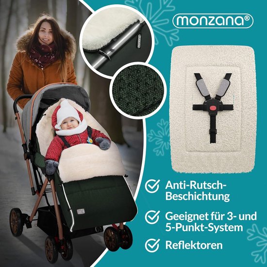 Wintervoetenzak voor kinderwagen - warme, waterafstotende voetenzak met reflectoren en ritssluiting van Merkloos — afbeelding 2