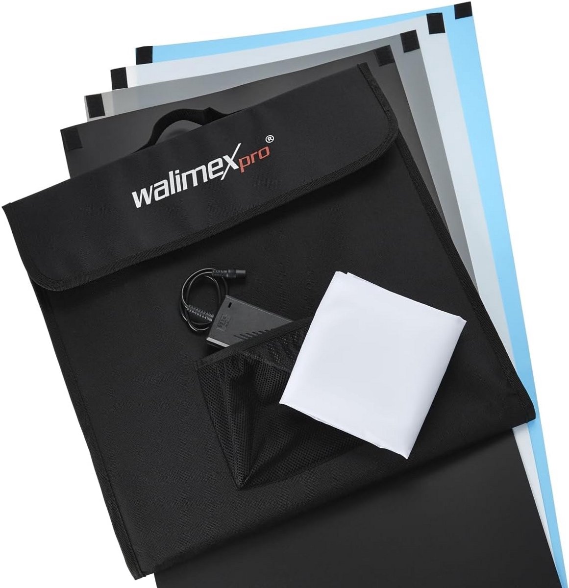 Opnamekubus met LED-verlichting en diffusor (43 x 43 x 43 cm) voor productfotografie
