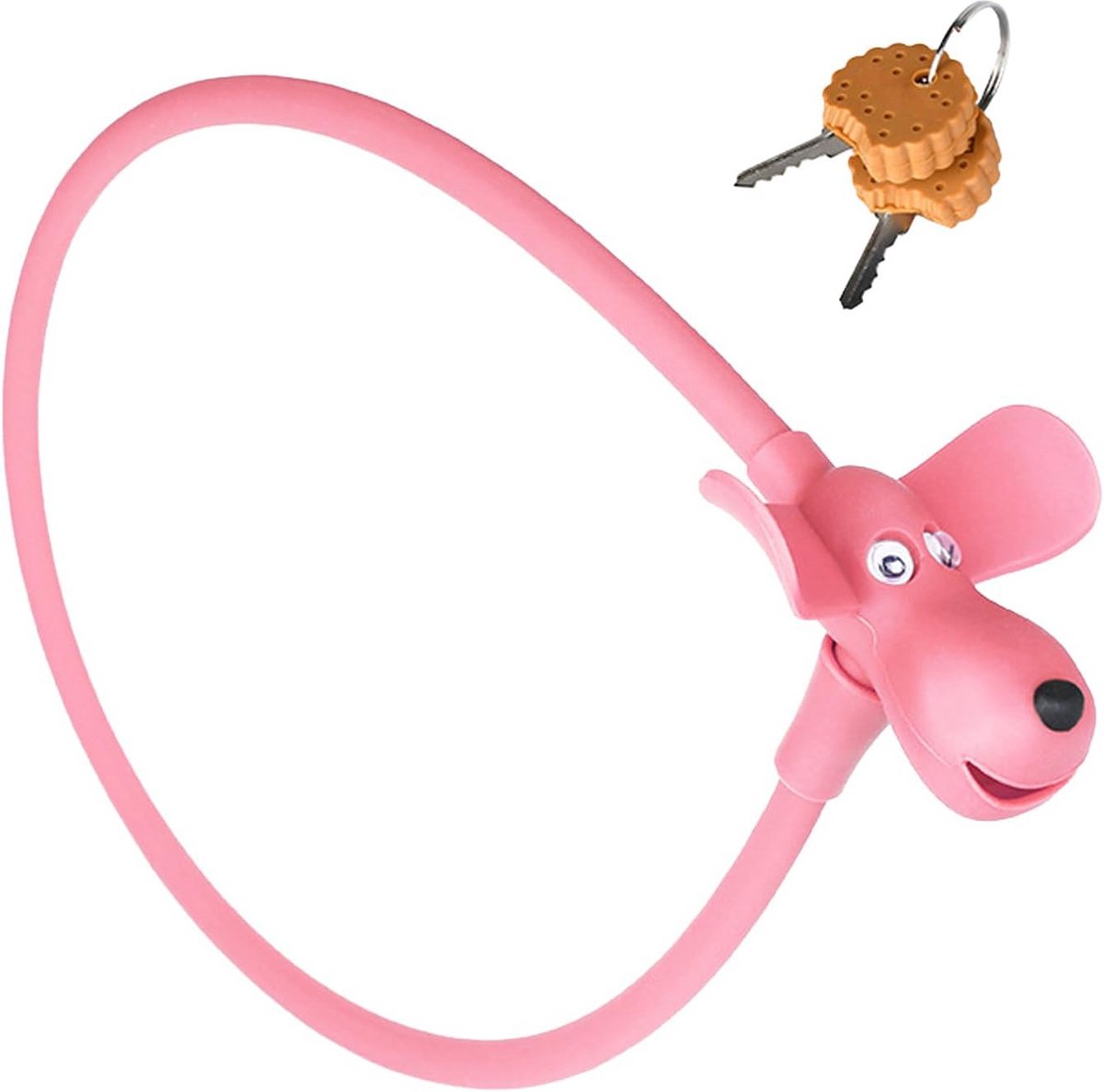 Creatief Honden Fiets Kabelslot met Twee Sleutels - Versterkt Staaldraad en Siliconen Bescherming - 60 cm (Roze)