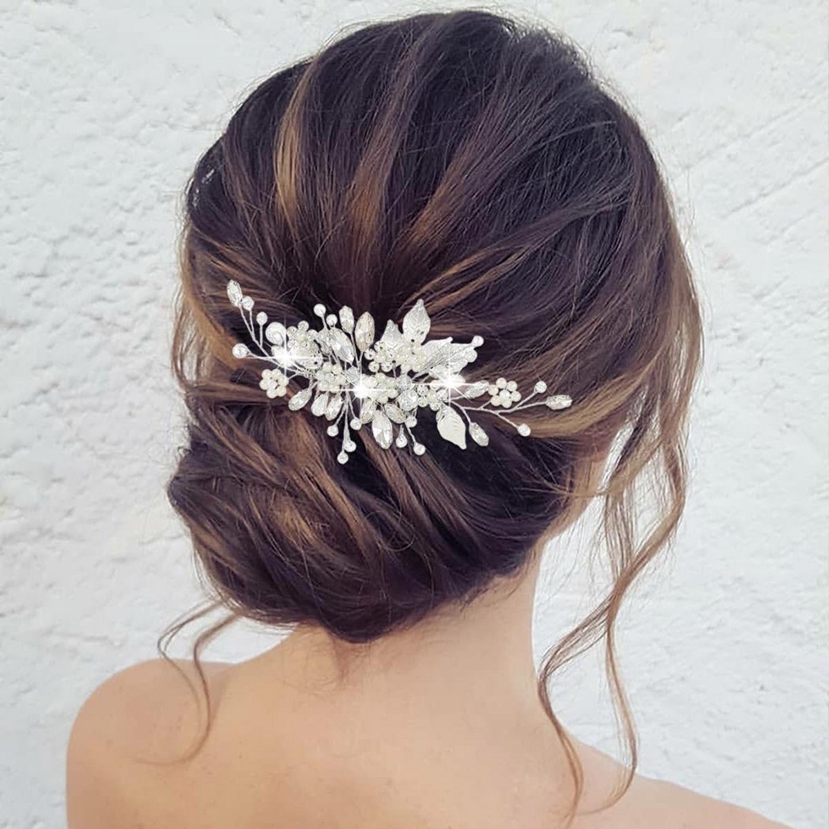 Bruidshaarkammen met Bloemparels en Kristallen - Perfect voor Bruiden en Bruidsmeisjes