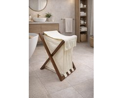 Clarysse - Laundry Basket - Wood/Cotton - 44x71x38cm (LxHxW)