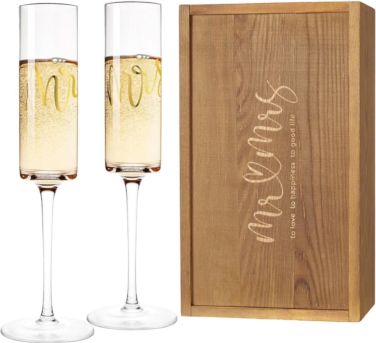 Chique champagneglazen set van 2 - Perfect huwelijkscadeau voor elk bruidspaar