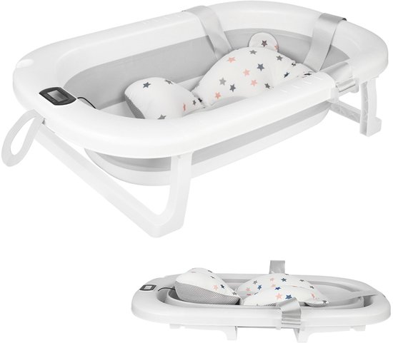 Jently baby badje - opvouwbaar - badmat - draagbaar - geïntregeerde thermometer - roze van Merkloos — afbeelding 4