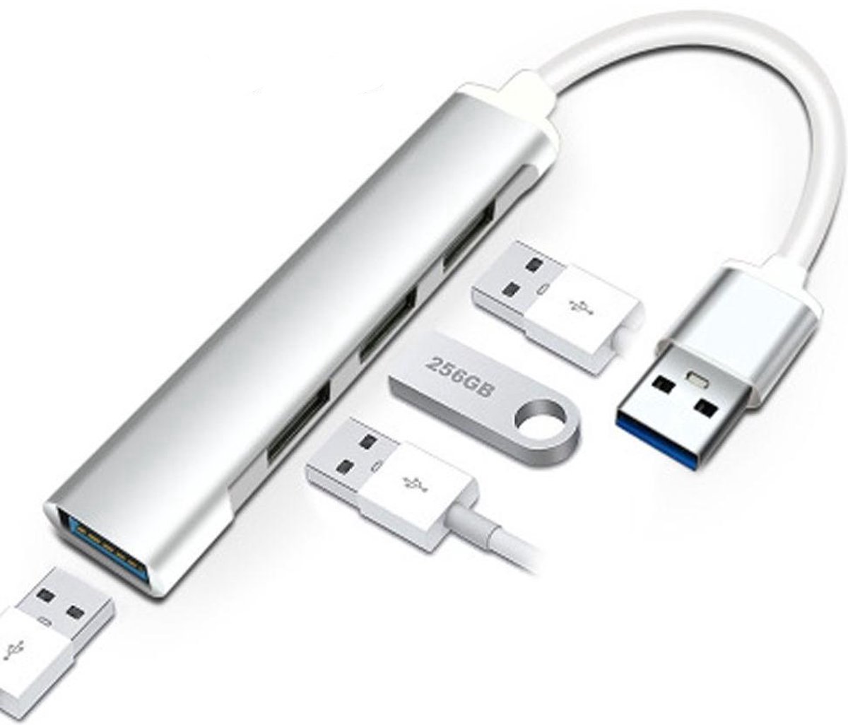 4 in 1 USB HUB Multipoort Adapter - 4x USB poorten - USB 3.0 - Universeel voor USB apparaten - Verloop