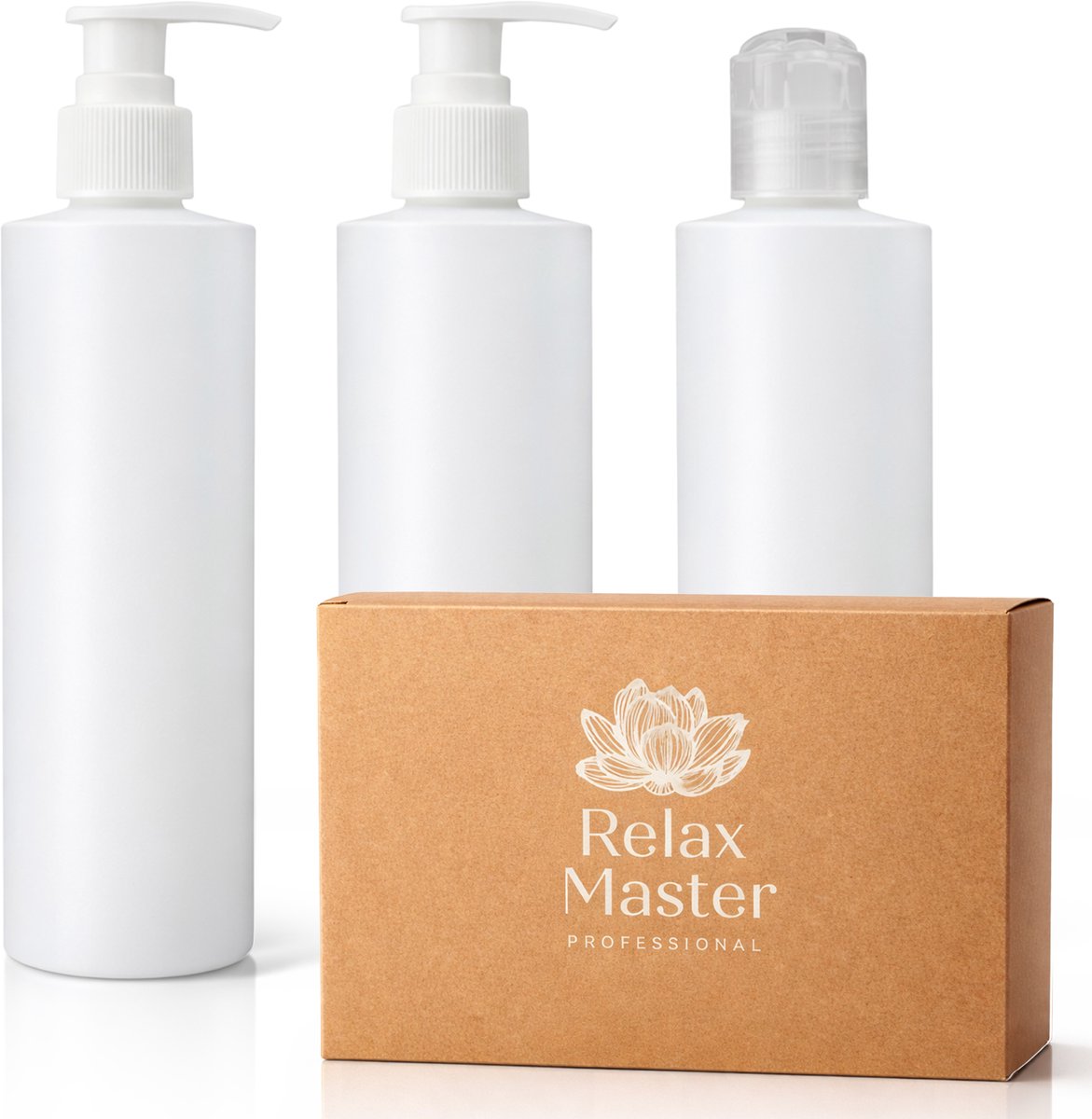 Relax Master® 3 stuk Dispensers 250 ml geschikt voor Olie Verwarmer - Geschikt voor Olie, Lotion & Crème - BPA-vrij