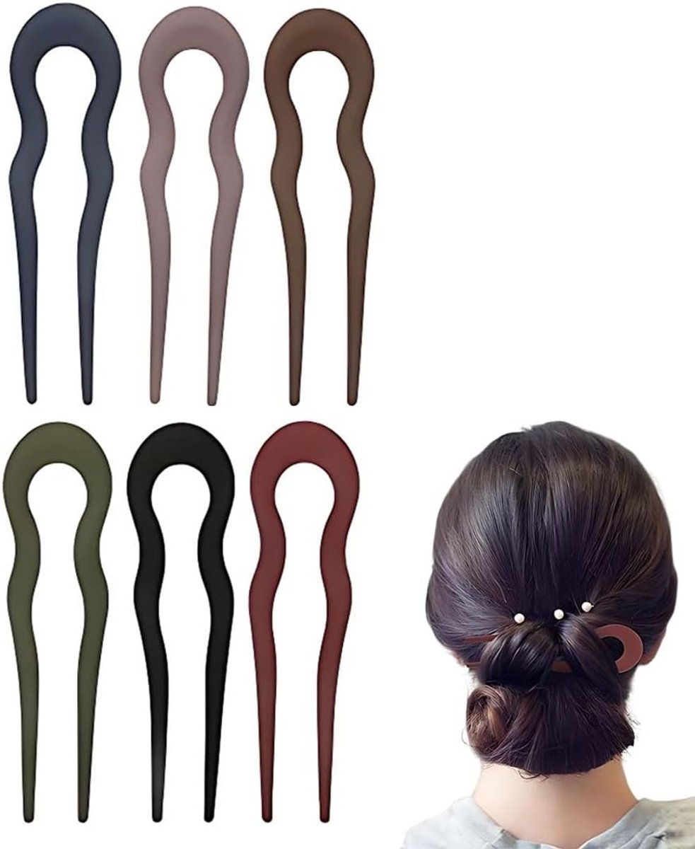 U-vormige haarspelden - 6 stuks elegante haaraccessoires voor elke gelegenheid