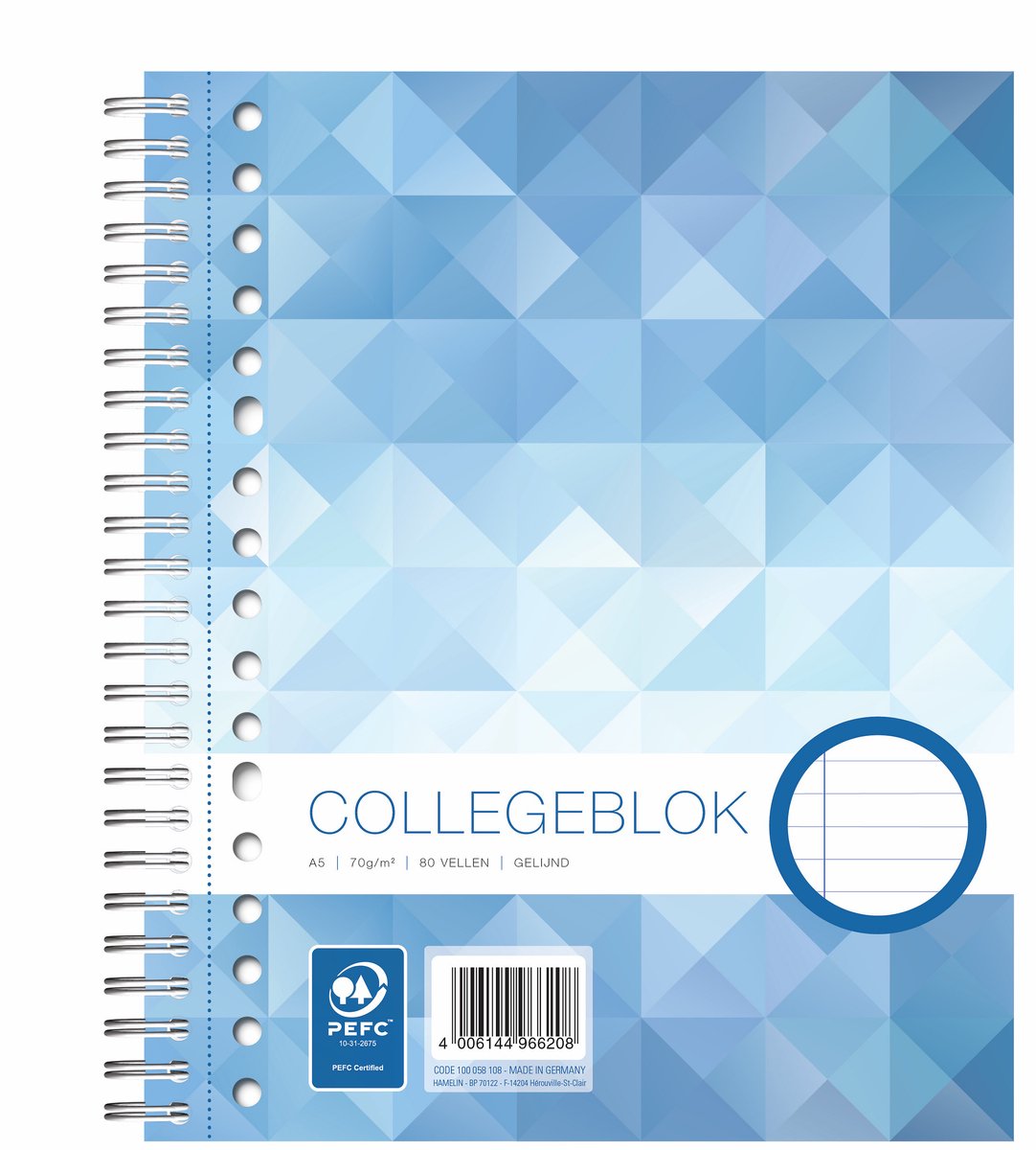 Work - collegeblok - A5 - lijn - 17-gaats - 80 vel - 70g papier - pak van 5