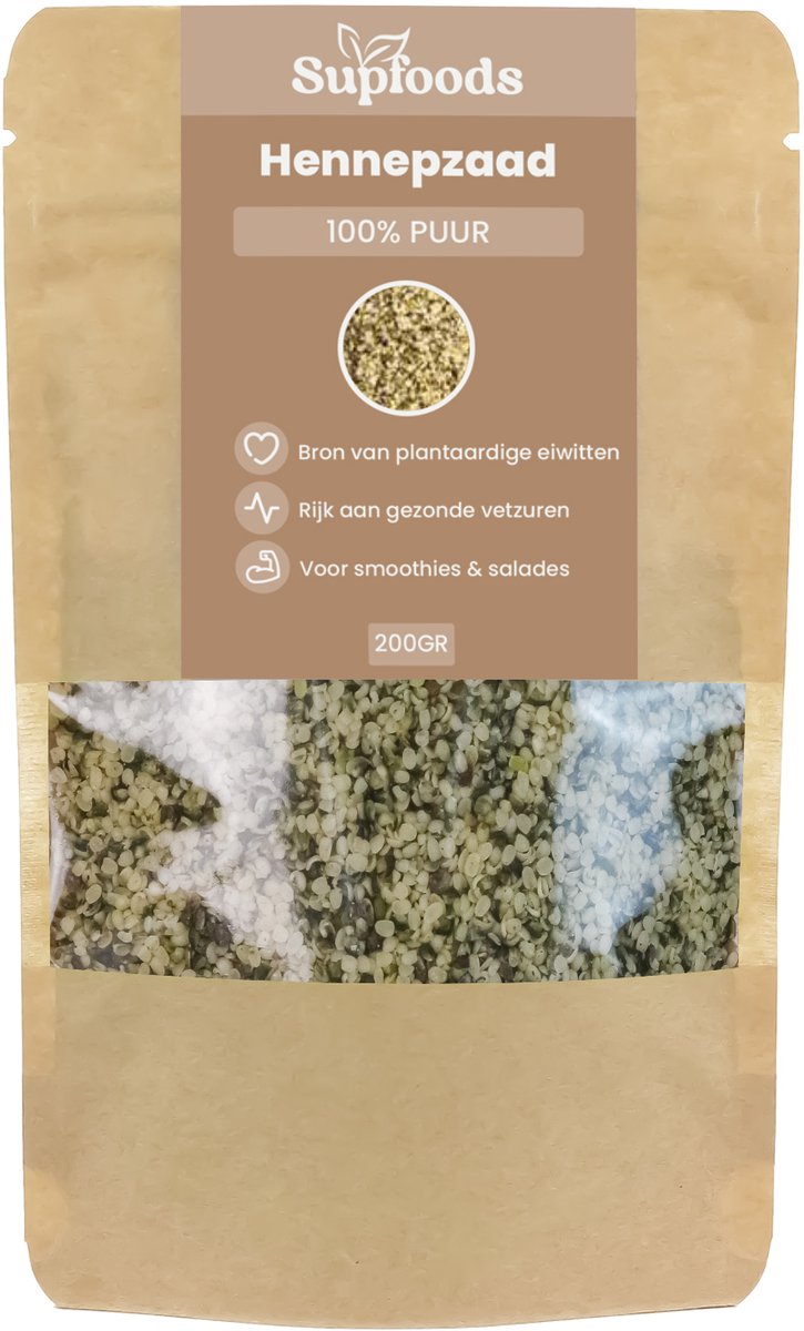 Hennepzaad Gepeld - 100% Puur - 200g - Voor Smoothies, Salades en Yoghurt