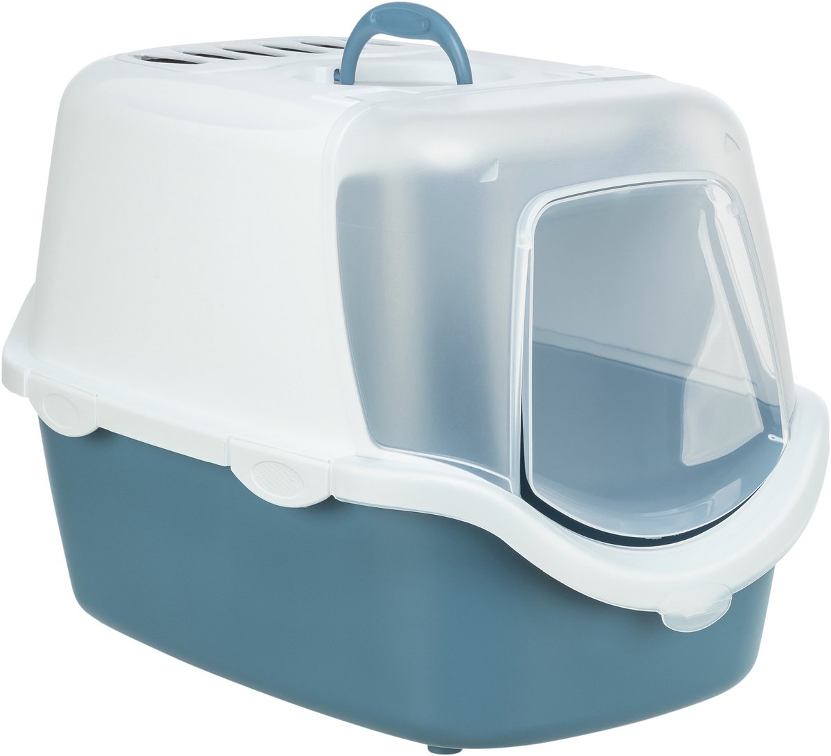 Bol.com Trixie Kattenbak Vico Open Top Met Kap Blauw Grijs / Wit - 56X40X40 CM aanbieding