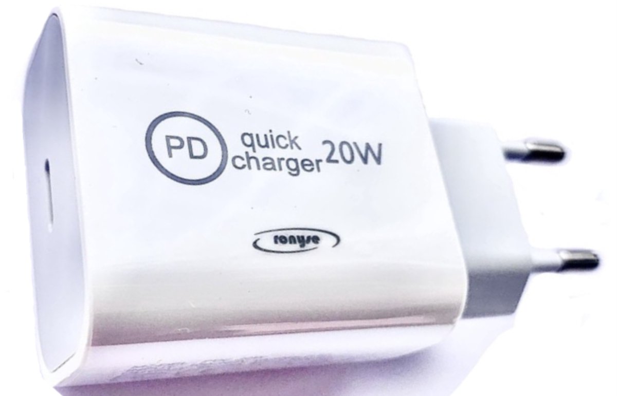 USB-C Adapter - Type-C Snellader - Universeel - 1 Stuk - USB-C Adapter - Wit - Snellader - USB-C Stekker - Oplader blokje
