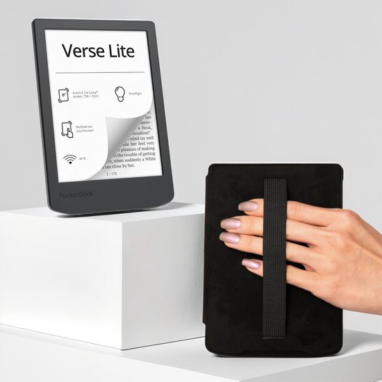 PocketBook Verse Lite + Zwart met elastiek PocketBook hoesje - cover