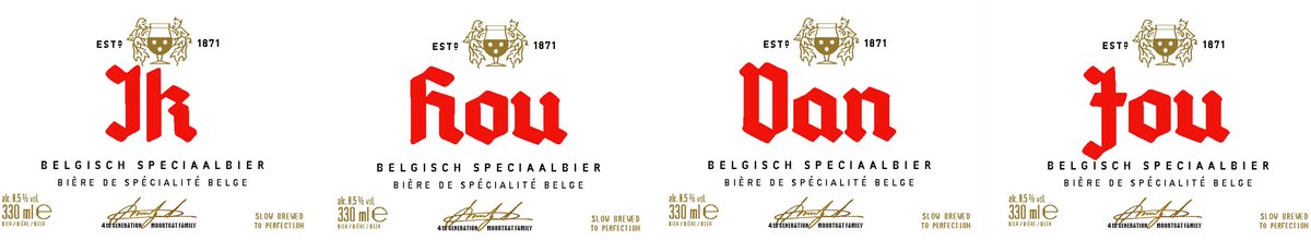 Duvel Bier etiketten 'Ik Hou Van Jou' (4 stuks) - Waterafstotende Vinyl bier stickers - Valentijnscadeau