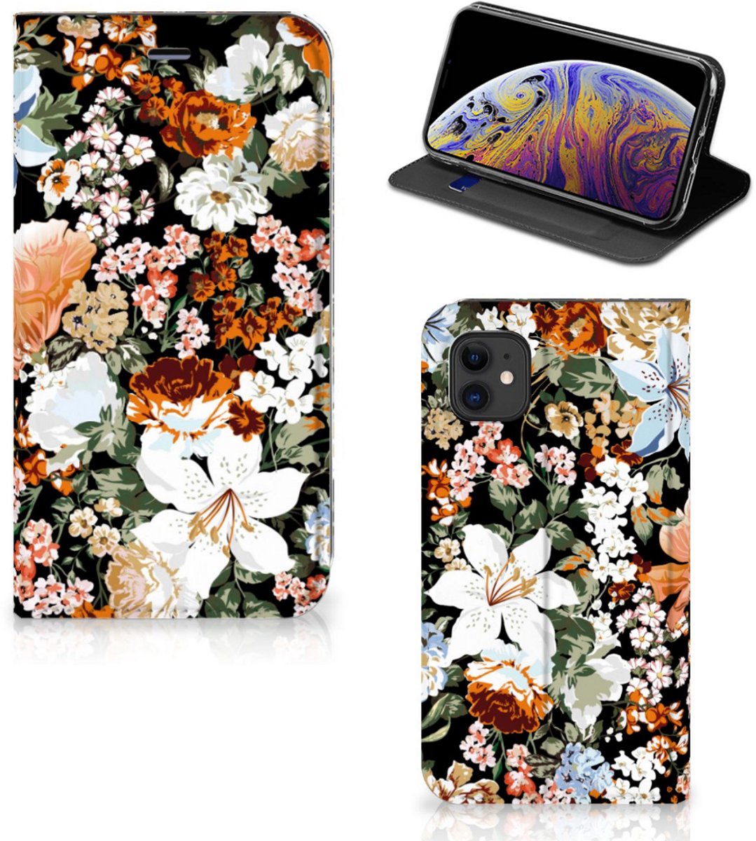 Smart Cover voor Apple iPhone 11 Dark Flowers