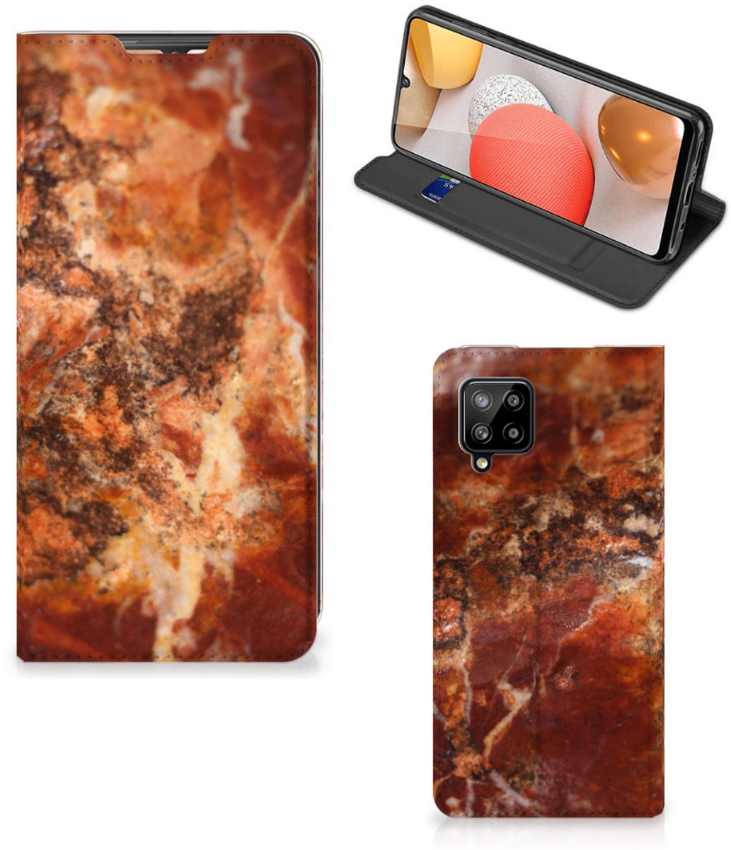 Book Case voor Samsung Galaxy A42 Standcase Marmer Bruin