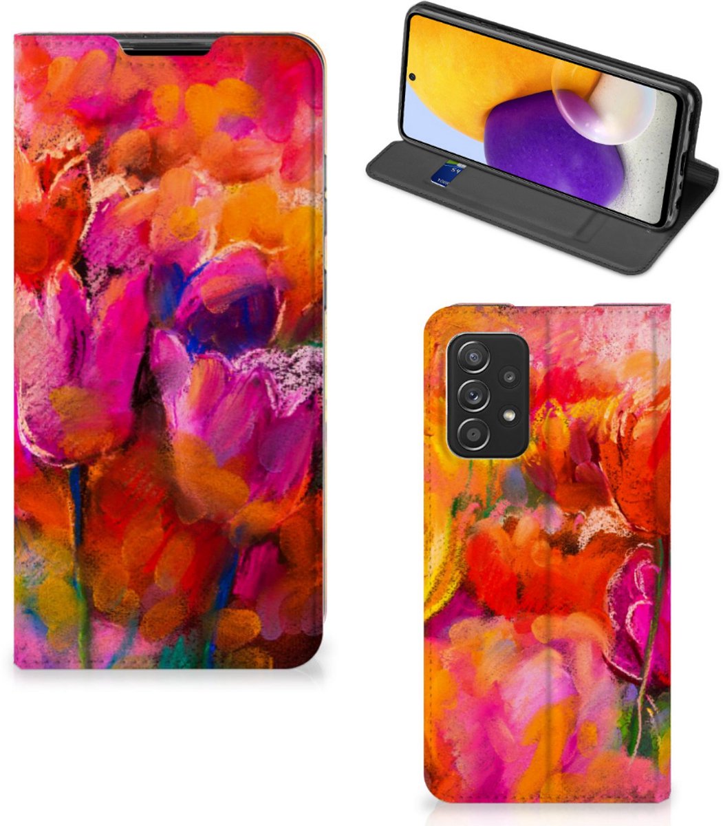 Bookcase Samsung Galaxy A72 (5G/4G) Tulips