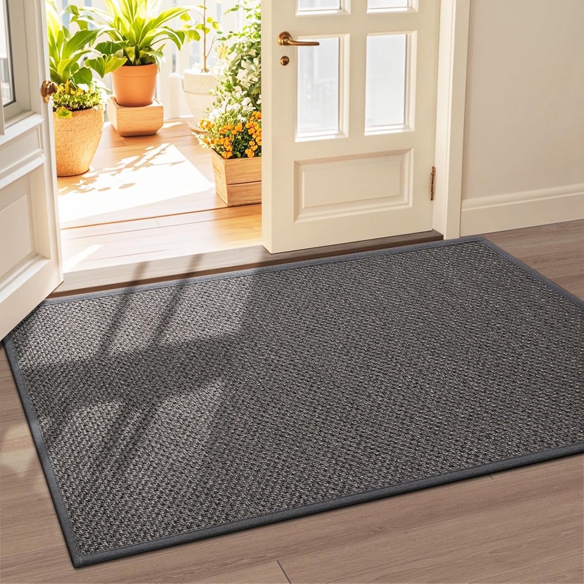 Binnendeurmat 90x150 cm - Antislip, absorberend en wasbaar entreekleed in grijstint