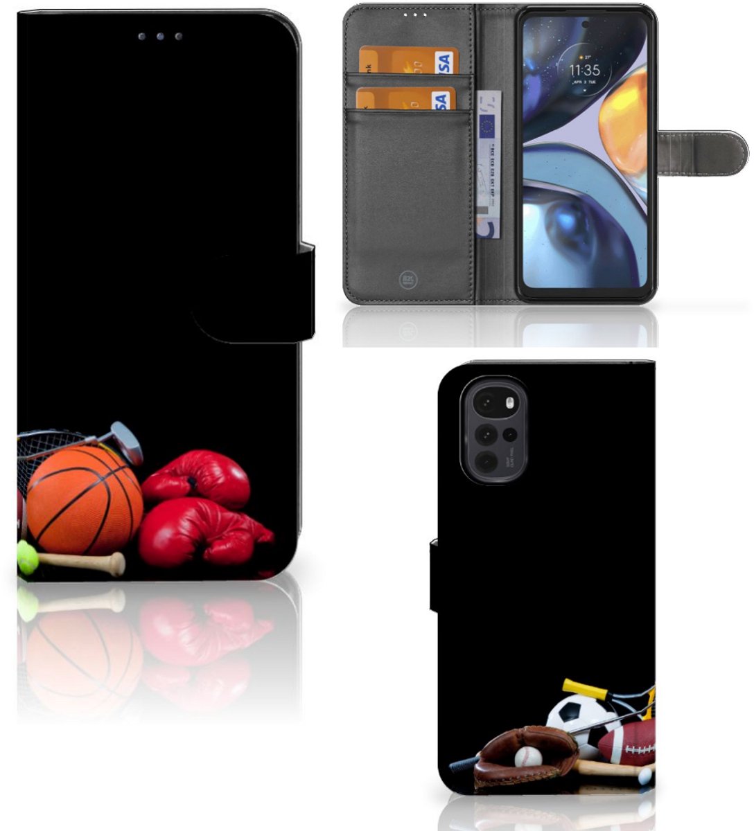 Book Case voor Motorola Moto G22 Wallet Case met Pasjes Sports