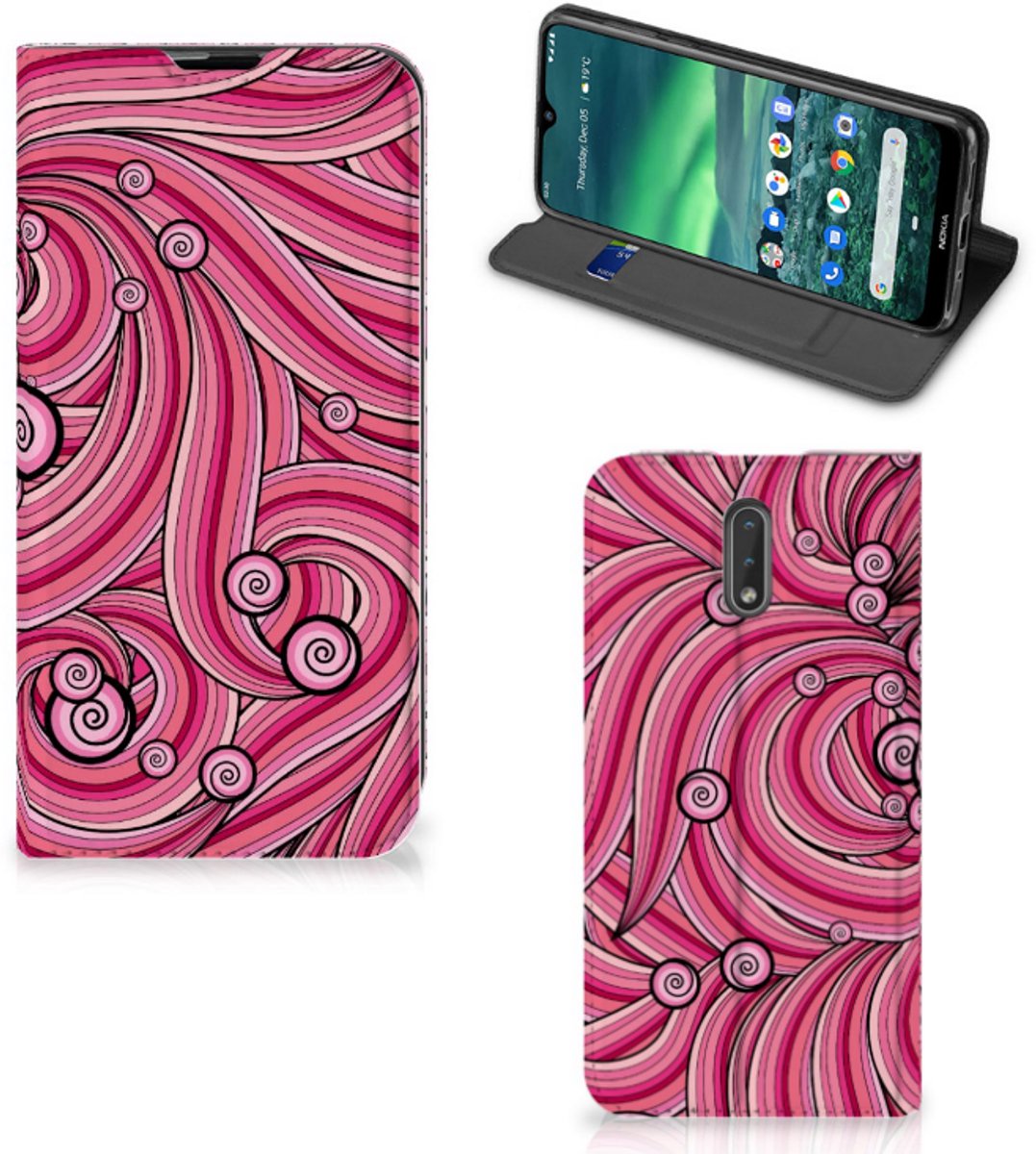Nokia 2.3 Bookcase Swirl Pink