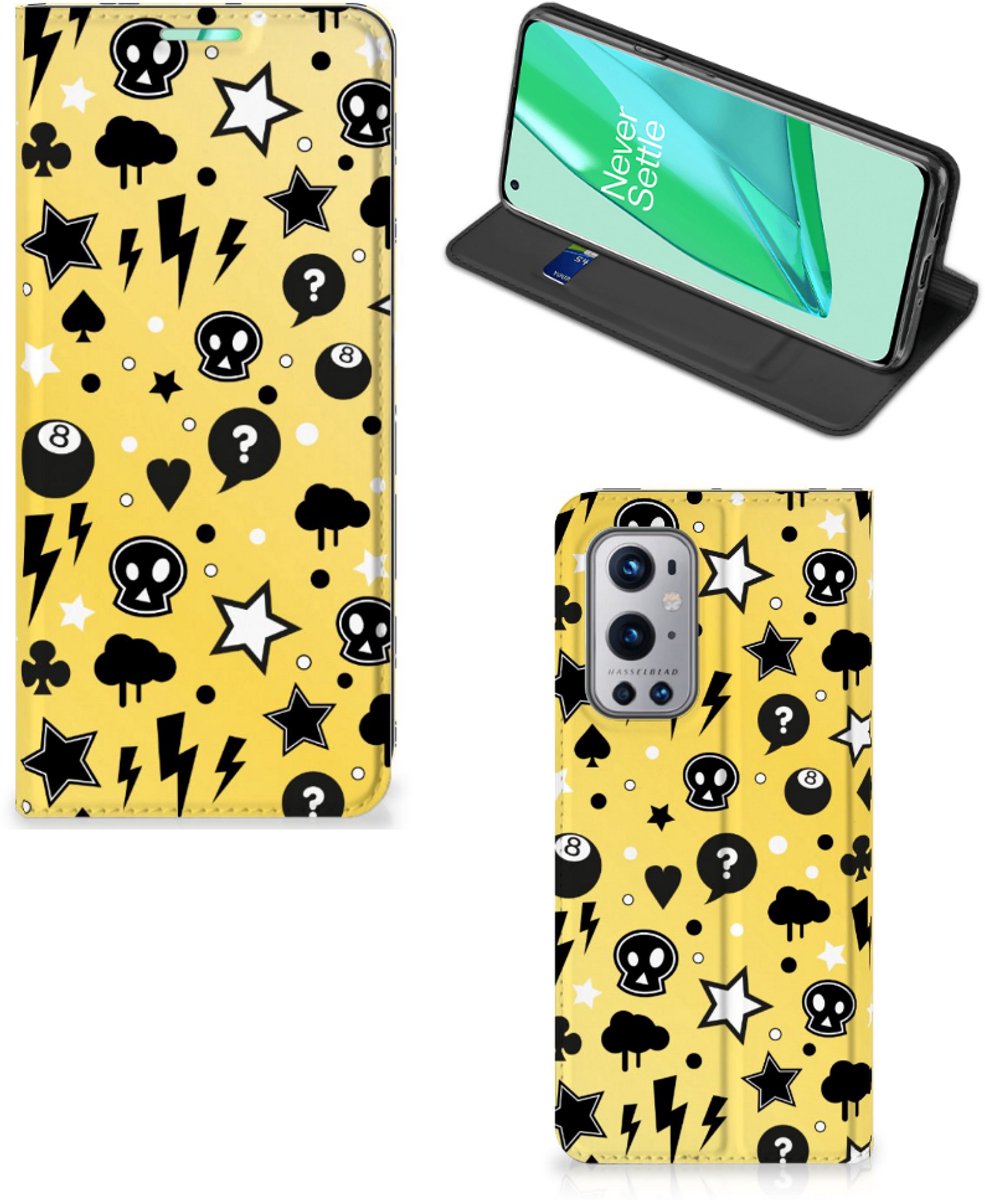 Mobiel BookCase OnePlus 9 Pro Punk Geel