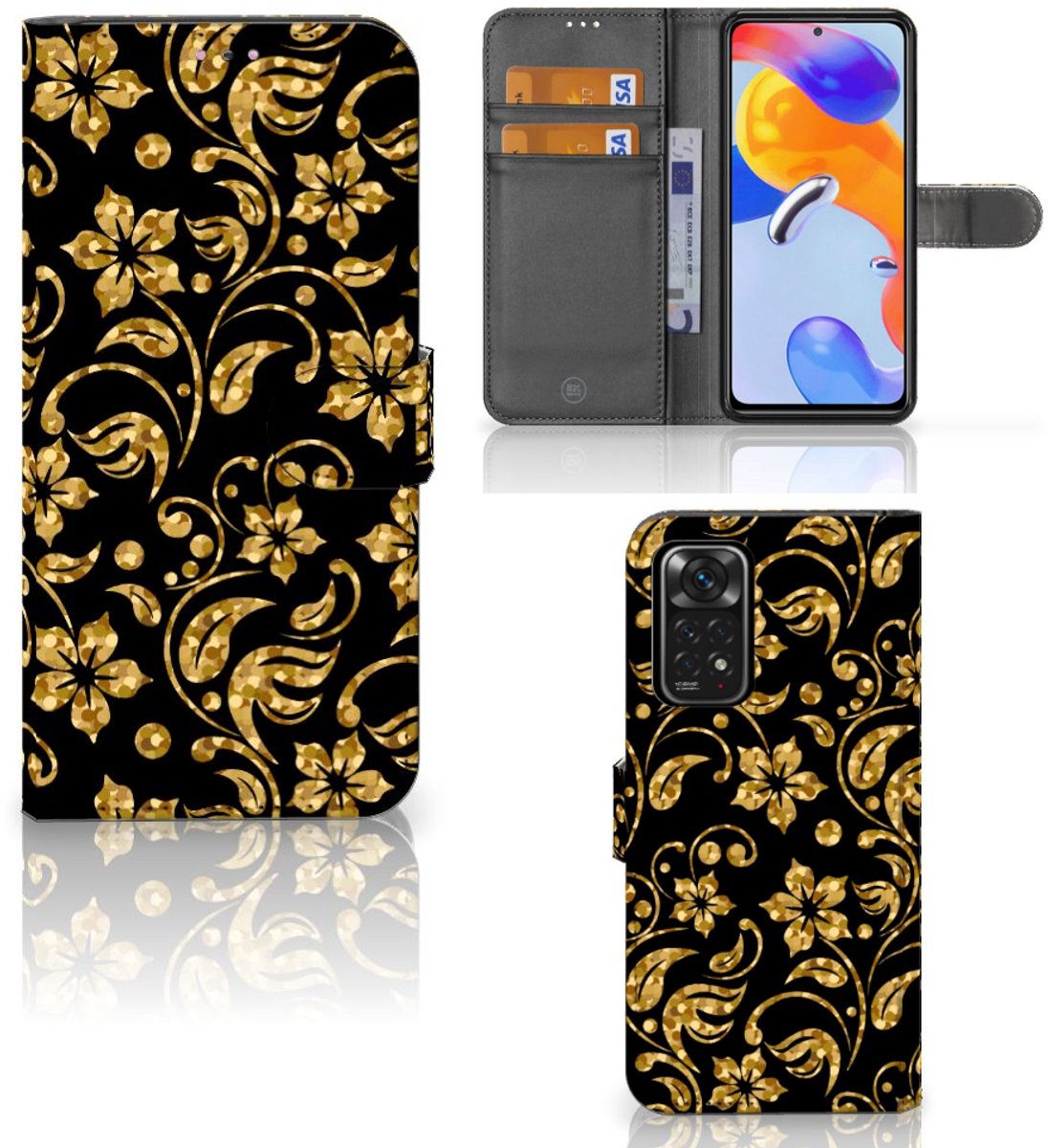 Xiaomi Redmi Note 11 Pro 5G/4G Hoesje Gouden Bloemen