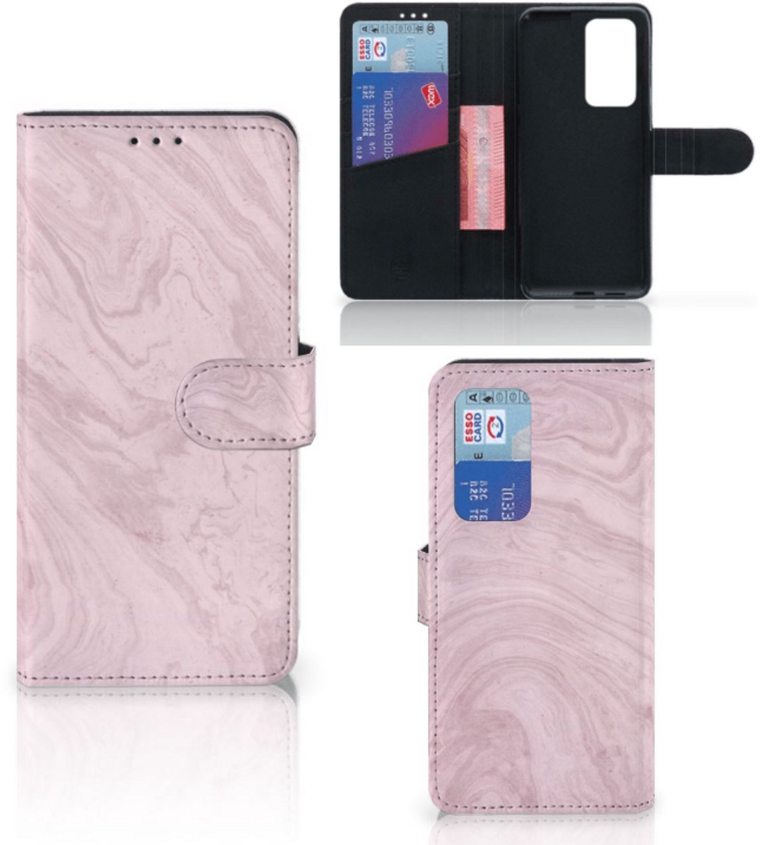 Huawei P40 Pro Bookcase Marble Pink - Origineel Cadeau Vriendin