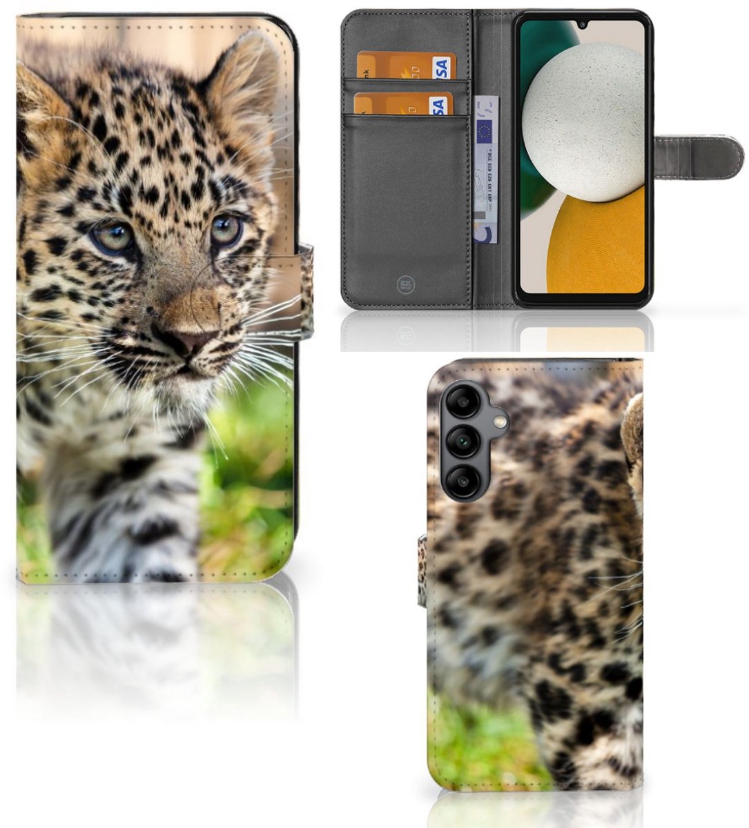 Samsung Galaxy A34 Telefoonhoesje met Pasjes Baby Luipaard
