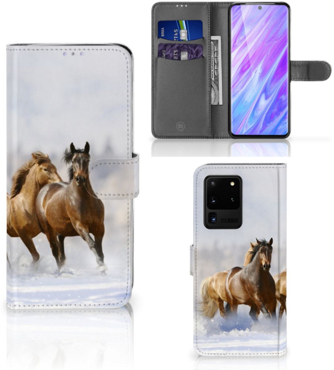 Samsung Galaxy S20 Ultra Telefoonhoesje met Pasjes Paarden