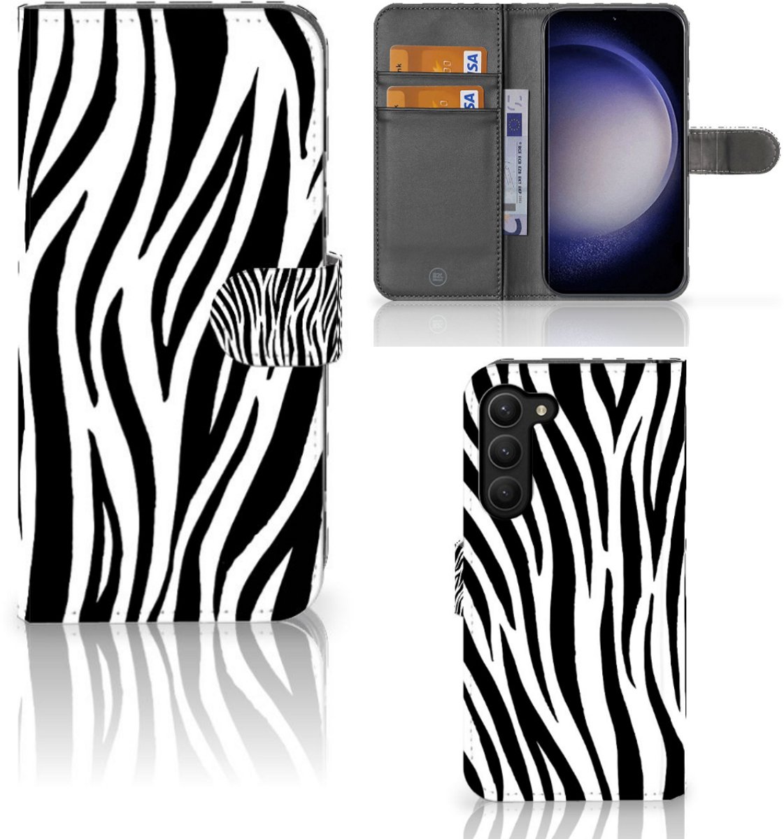 Boekhoesje voor Samsung Galaxy S23 Plus Telefoonhoesje met Pasjes Zebra