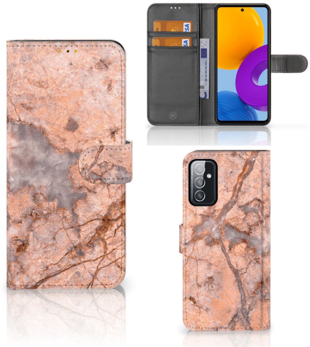 Samsung Galaxy M52 Bookcase Marmer Oranje