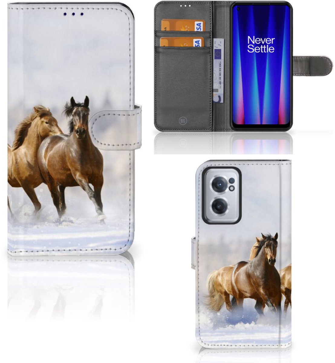 OnePlus Nord CE 2 Telefoonhoesje met Pasjes Paarden