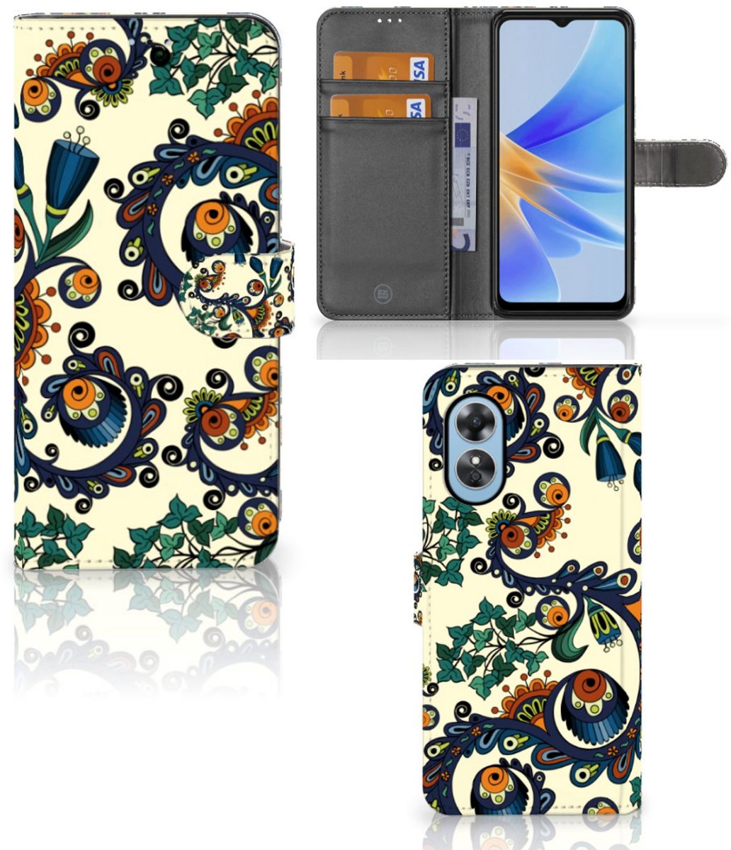 Wallet Case OPPO A17 Barok Flower