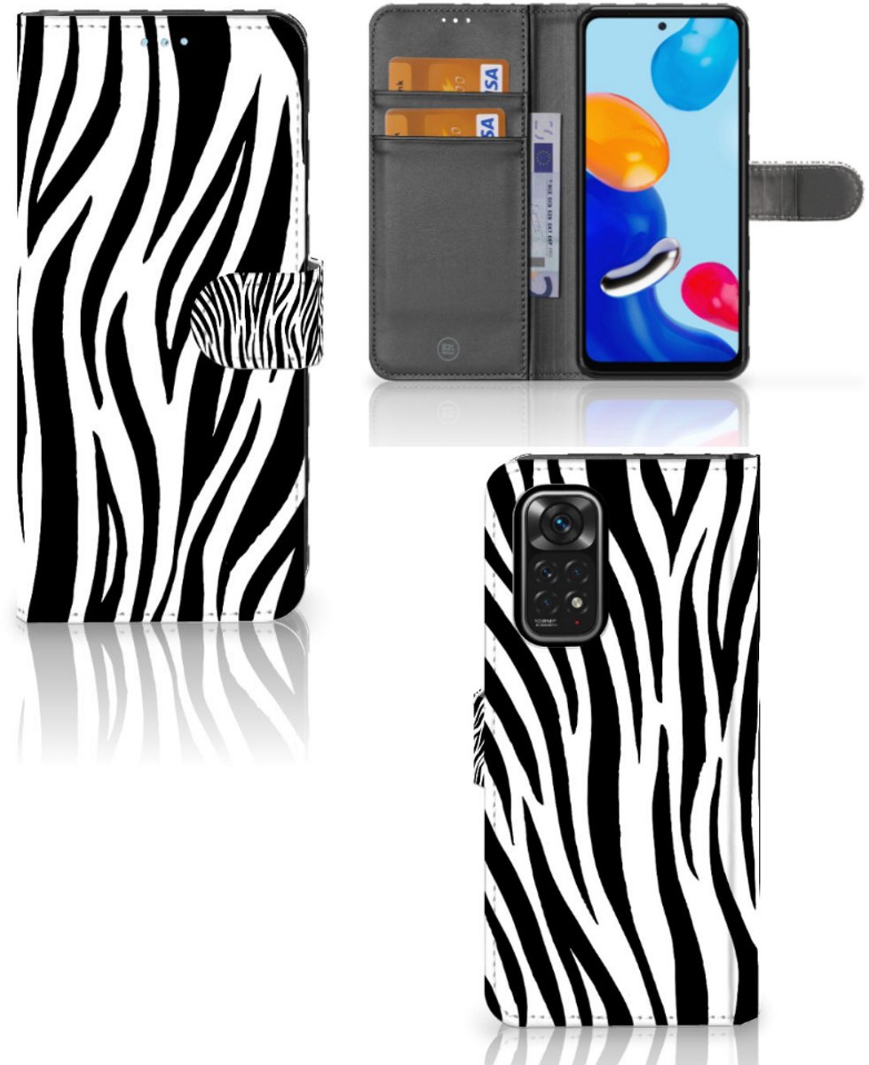 Book Case voor Xiaomi Redmi Note 11/11S Telefoonhoesje met Pasjes Zebra