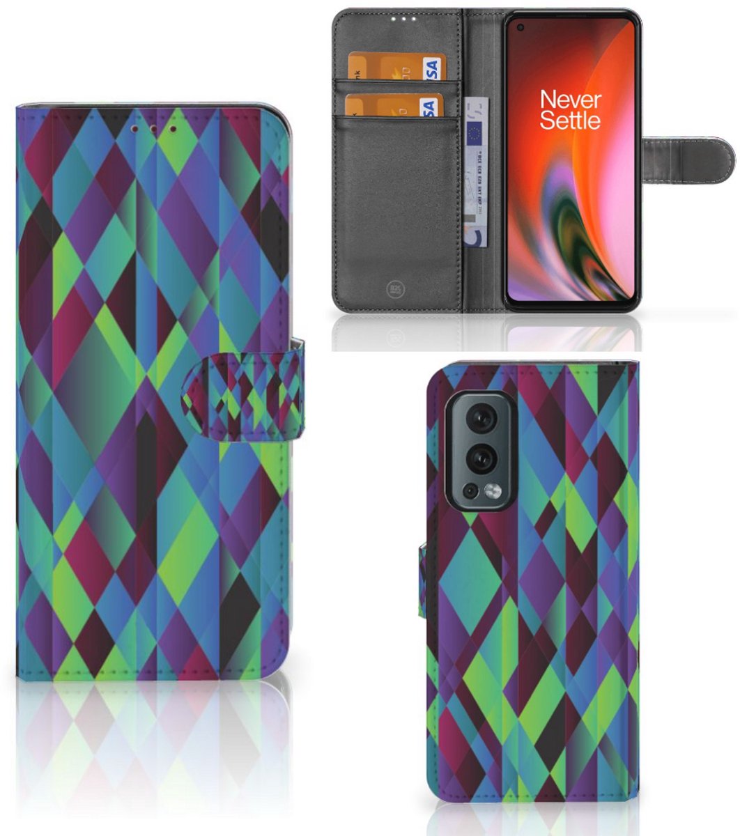 OnePlus Nord 2 5G Book Case Abstract Green Blue
