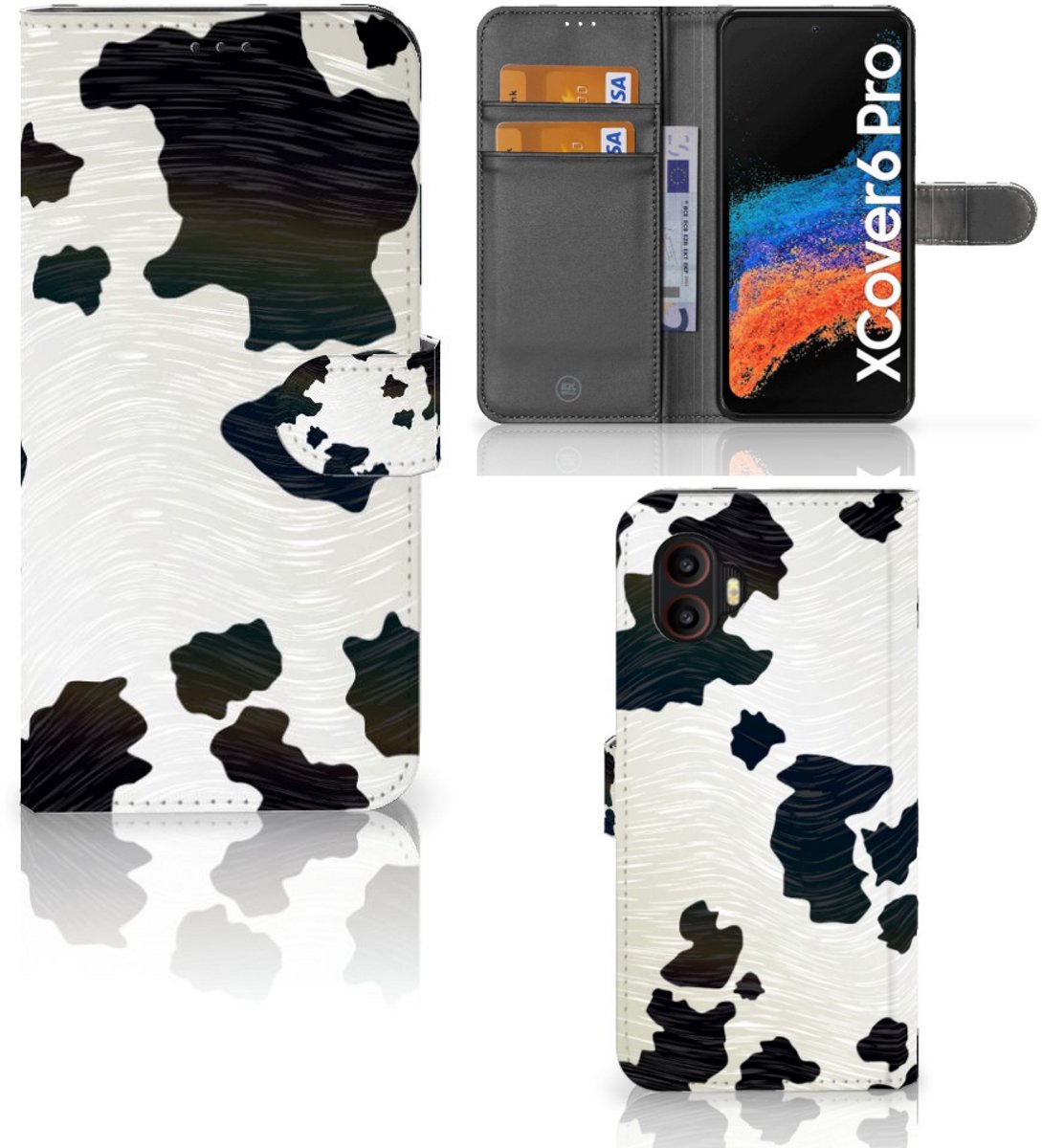 Samsung Galaxy Xcover 6 Pro Telefoonhoesje met Pasjes Koeienvlekken