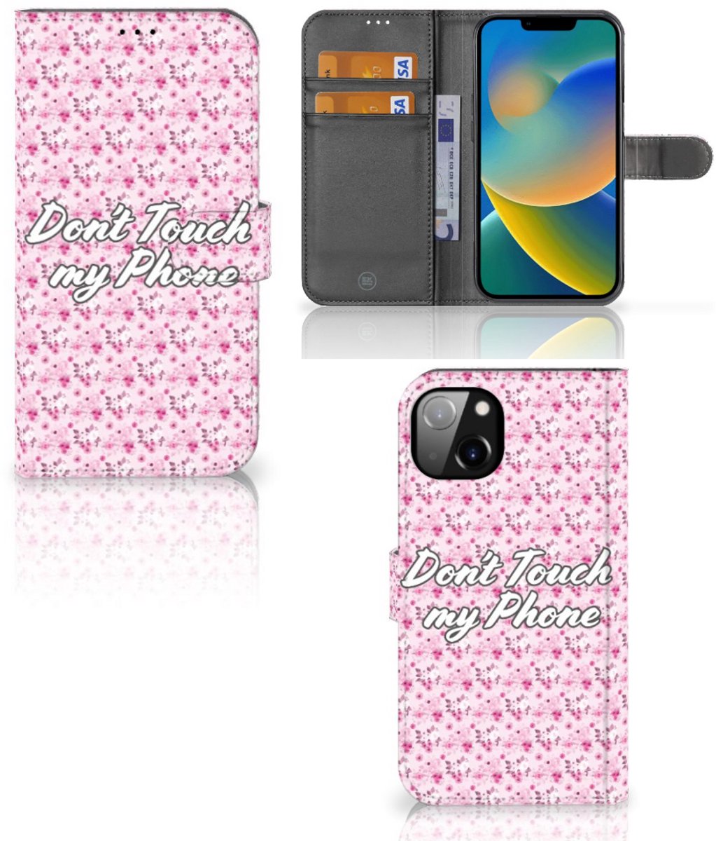 iPhone 14 Plus Portemonnee Hoesje Flowers Pink DTMP