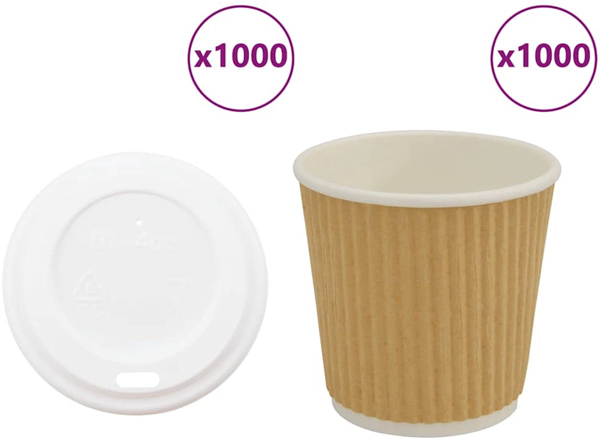 vidaXL - Papieren - koffiekopjes - met - deksel - 1000 - st - 4oz - 100 - ml