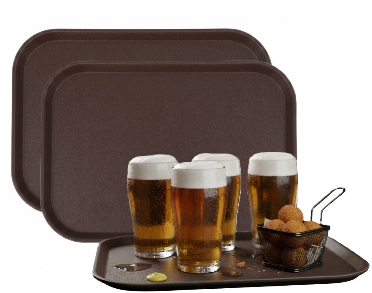 Gerimport Horeca Dienblad - 6x - antislip - bruin - kunststof - 30 x 41 cm