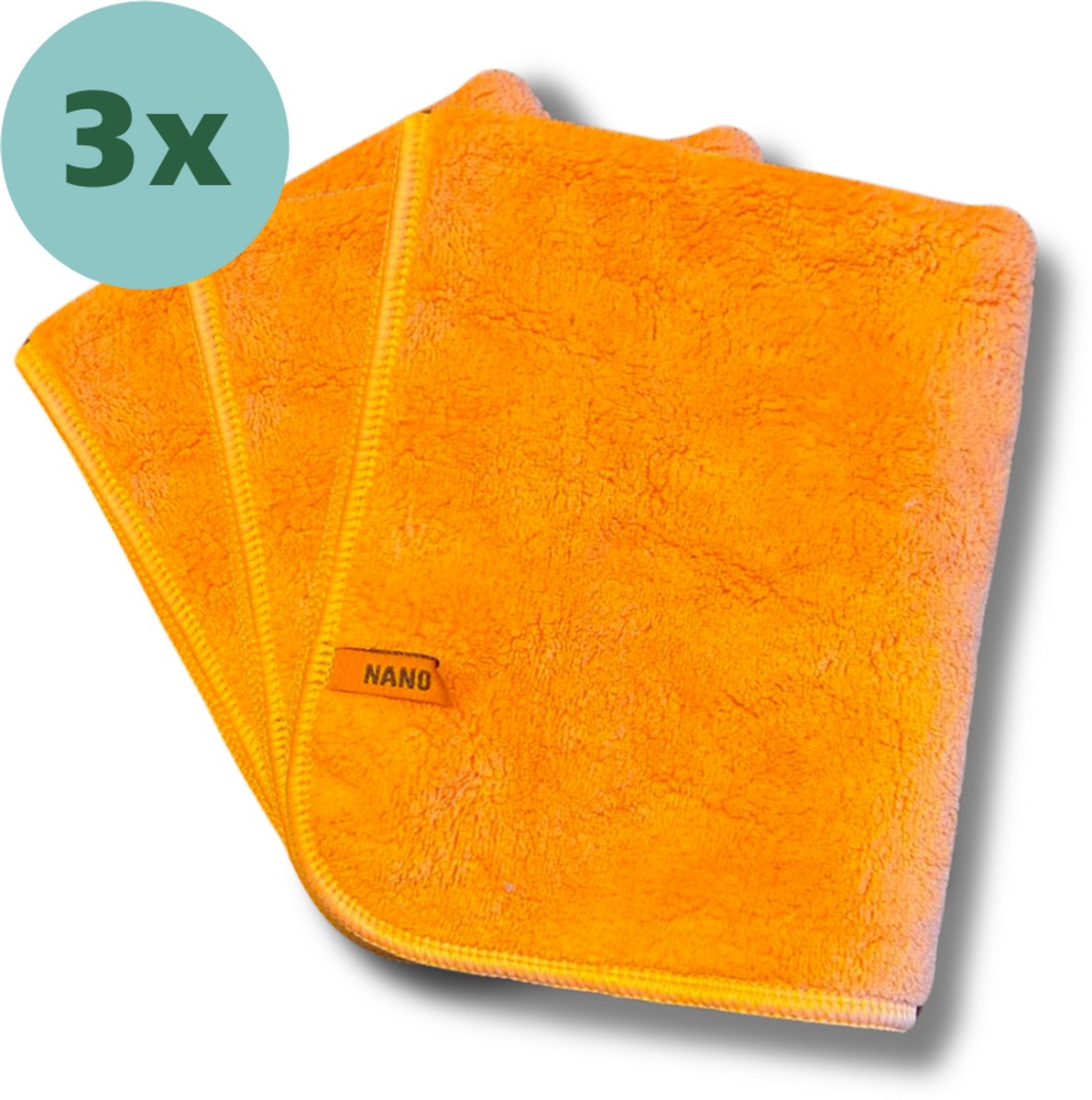Nano Plus 3x Premium Schoonmaakdoek Oranje 36x31cm - Nanovezeldoeken: Sterker en Efficiënter dan Microvezeldoekjes - Wasbaar - Voor Koken, Keuken, Badkamer, Glas, Auto Wassen, Inductie Kookplaat, Keramische Kookplaat - Schoonmaakdoekjes – Handdoek