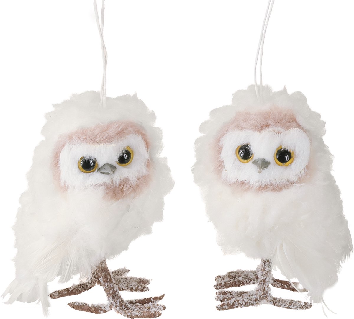 Witte uil decoratie om op te hangen uilenkuikens wit 12cm 2st, 2 Stück