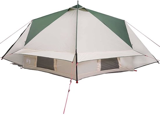 vidaXL - Teepee - Tent - voor - 6 - Personen - Groen - en - Wit - 431 - x - 366 - x - 185 - cm van Vidaxl — afbeelding 4